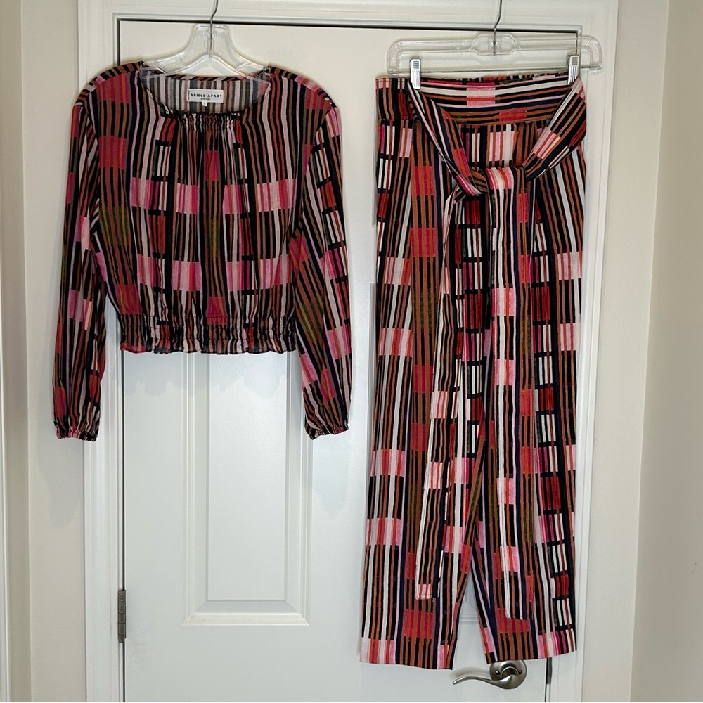 Apiece Apart Multicolor Striped Cropped Pants & Top Size 4 & S